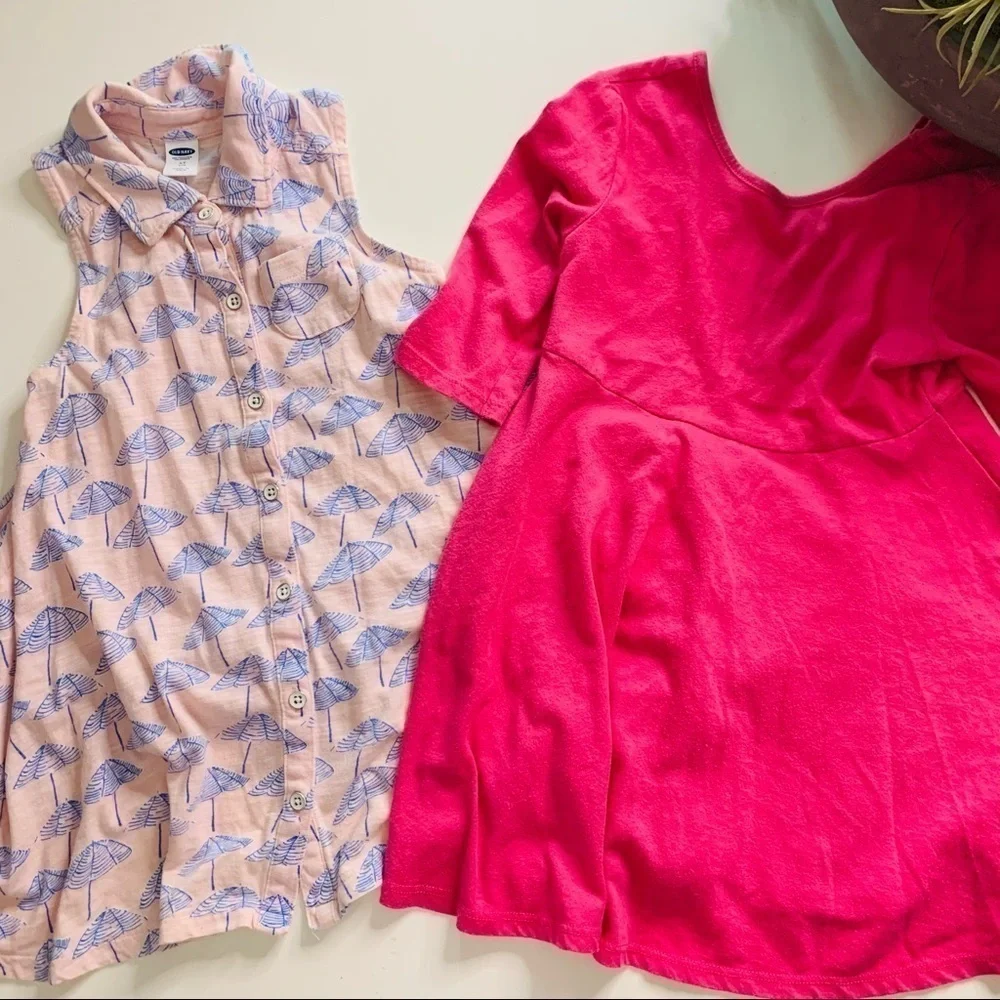 Old Navy Bundle 2 Barbie Pink Girls Casual Dresses 4T toddler